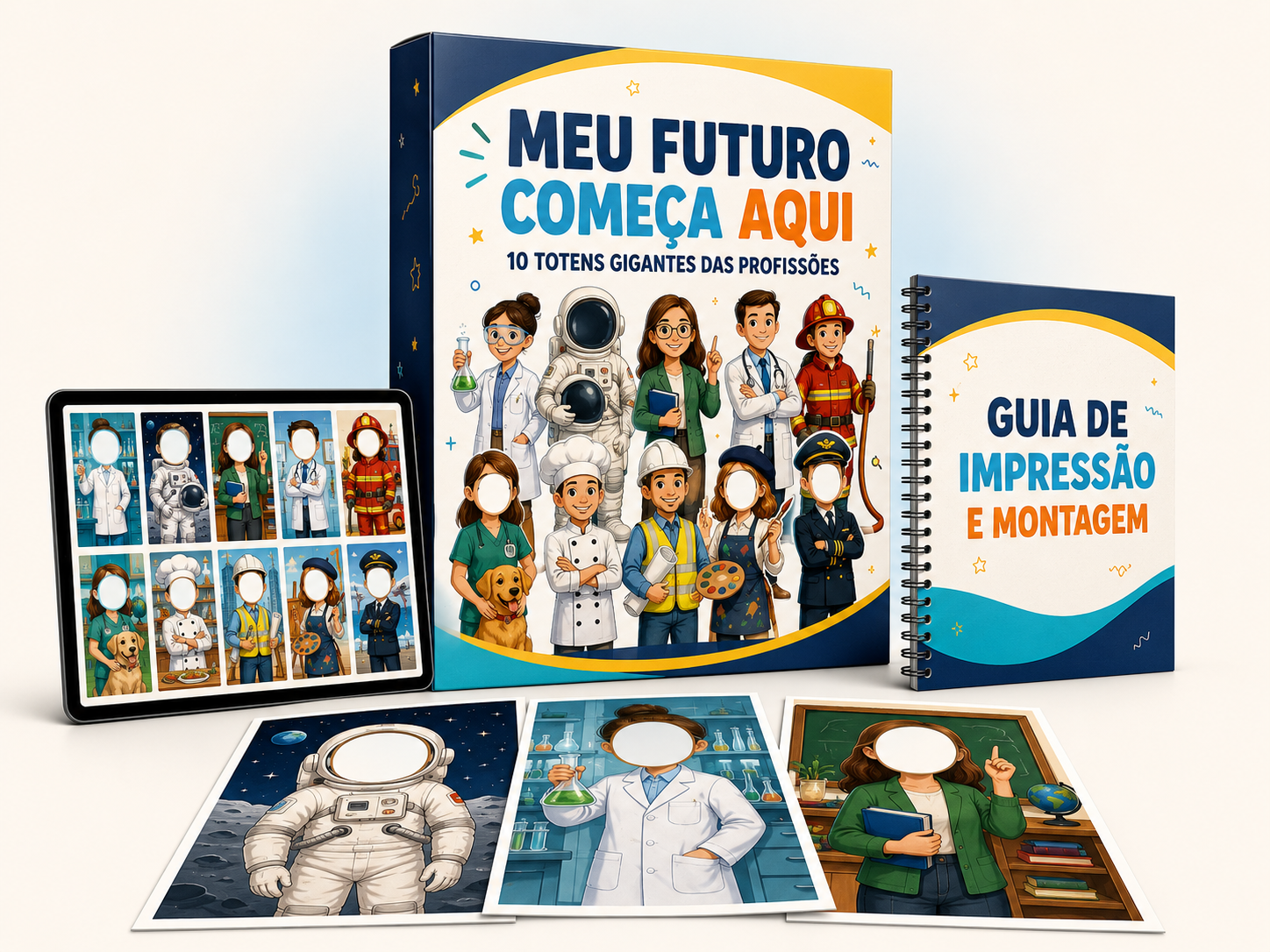 Combo Meu Futuro Começa Aqui — Totens Gigantes das Profissões
